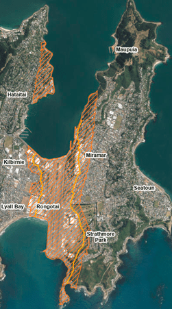 Map of Wellington City District Plan Air Noise Overlay
