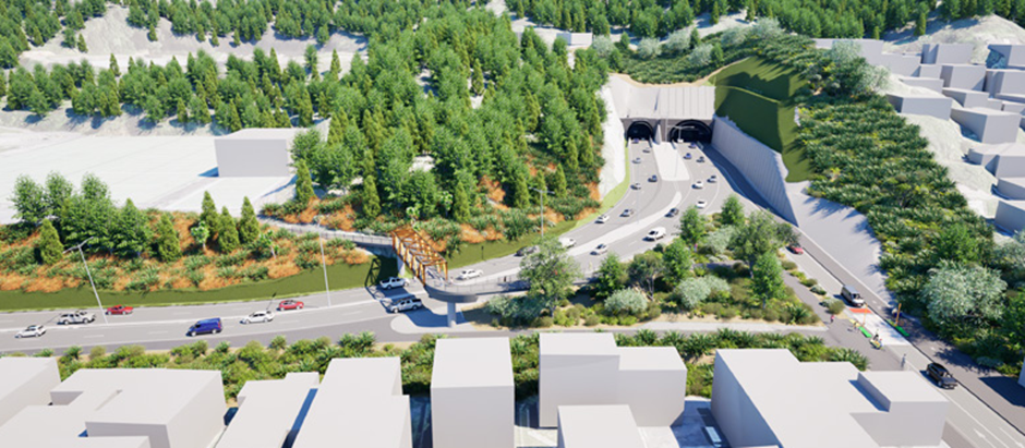 An artists impression of the proposed second Mt Victoria tunnel.